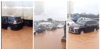 Gov. Godwin Obaseki's Convoy Trapped In Heavy Flood