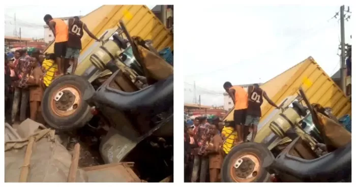 Container Falls Off Trailer, Crushes Woman To Death In Anambra 
