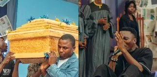 Outrage As Gospel Artiste , Onoja Arrives Church In Casket For Performance