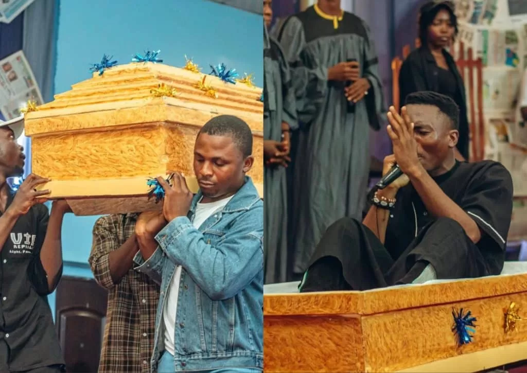 Outrage As Gospel Artiste, Onoja Arrives Church In Casket