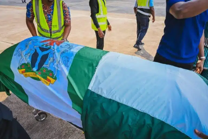 Tears As Late Governor Akeredolu’s Remains Arrive Nigeria 