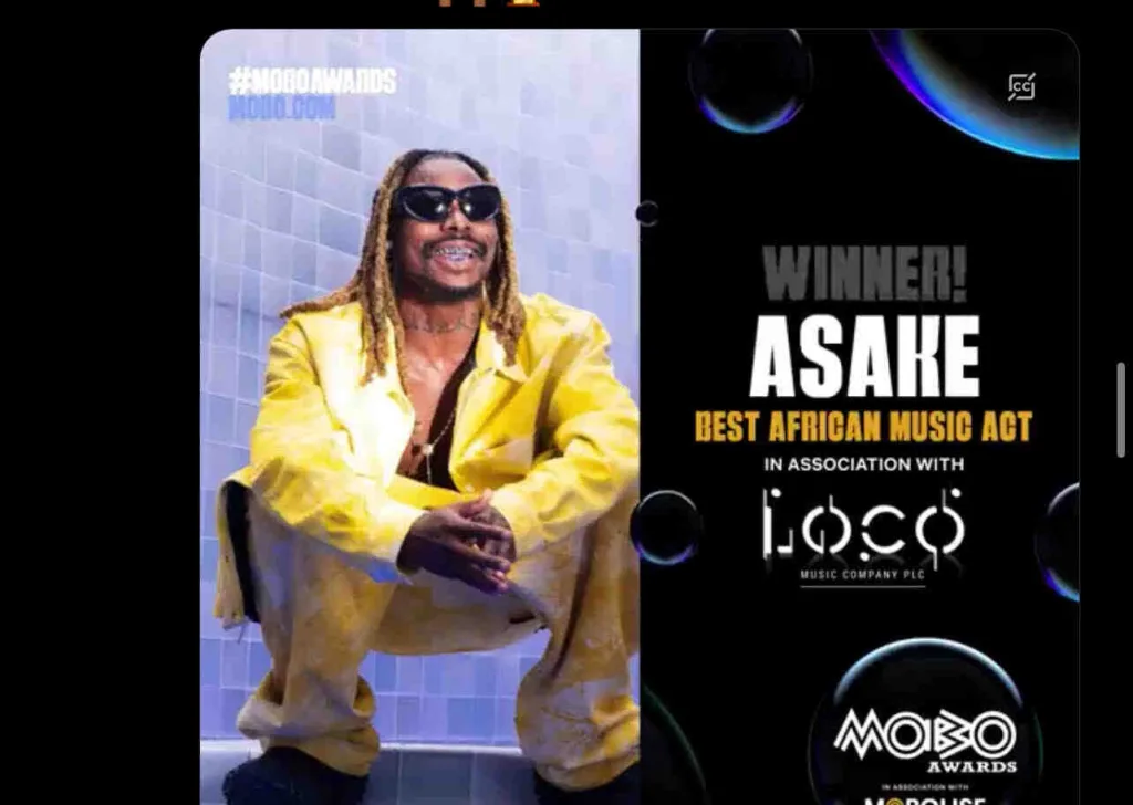 Asake Wins The Best African Act At The Mobo Awards 2024 