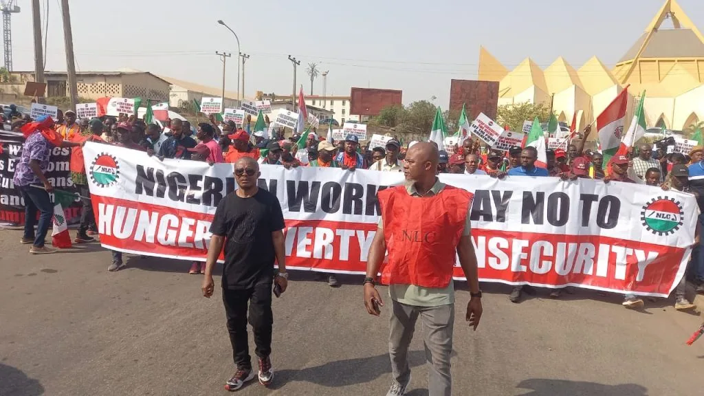 #EndHungerProtest: Massive Crowd As Joe Ajaero Leads NLC Protest In Abuja