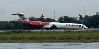 VIDEO: How Bad Weather Pushed Dana Air Plane Off Lagos Airport Runway
