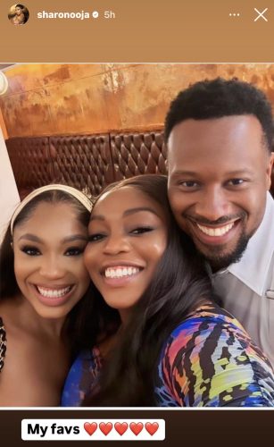 Sharon Ooja, Bisola Aiyeola & Sharon’s husband