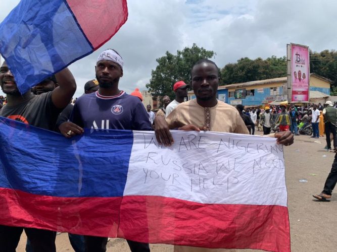 Photo: DSS Arrest Tailor Making Russia Flags For #EndBadGovernance Protesters