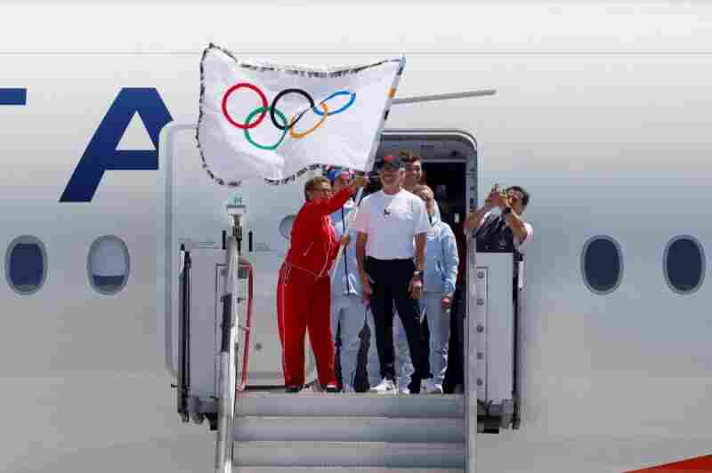 Olympic Flag Arrives In Los Angeles Ahead Of 2028 Summer Games