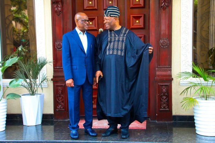 PHOTOSPLASH: Akpabio Meets Wike In Abuja