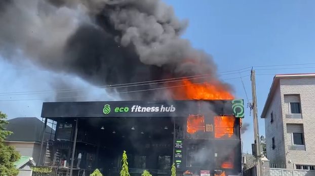 PICTURES: Fire Guts Popular Fitness Centre In Abuja