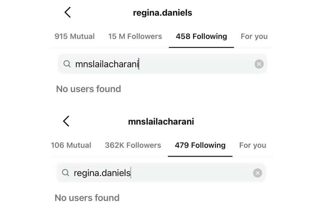 Regina Daniels & Co-wife, Laila Unfollow Each Other On IG