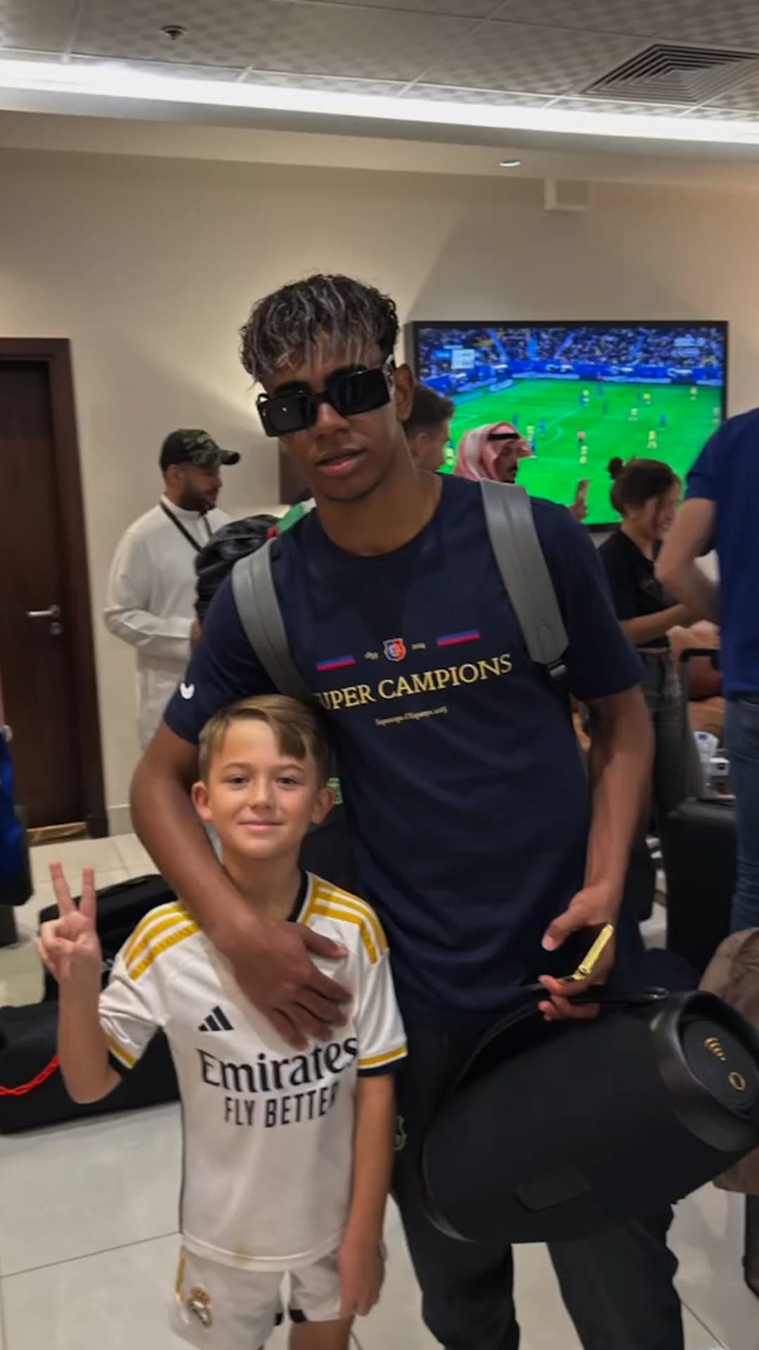 Yamal Covers Real Madrid Badge As He Poses With Young Fan