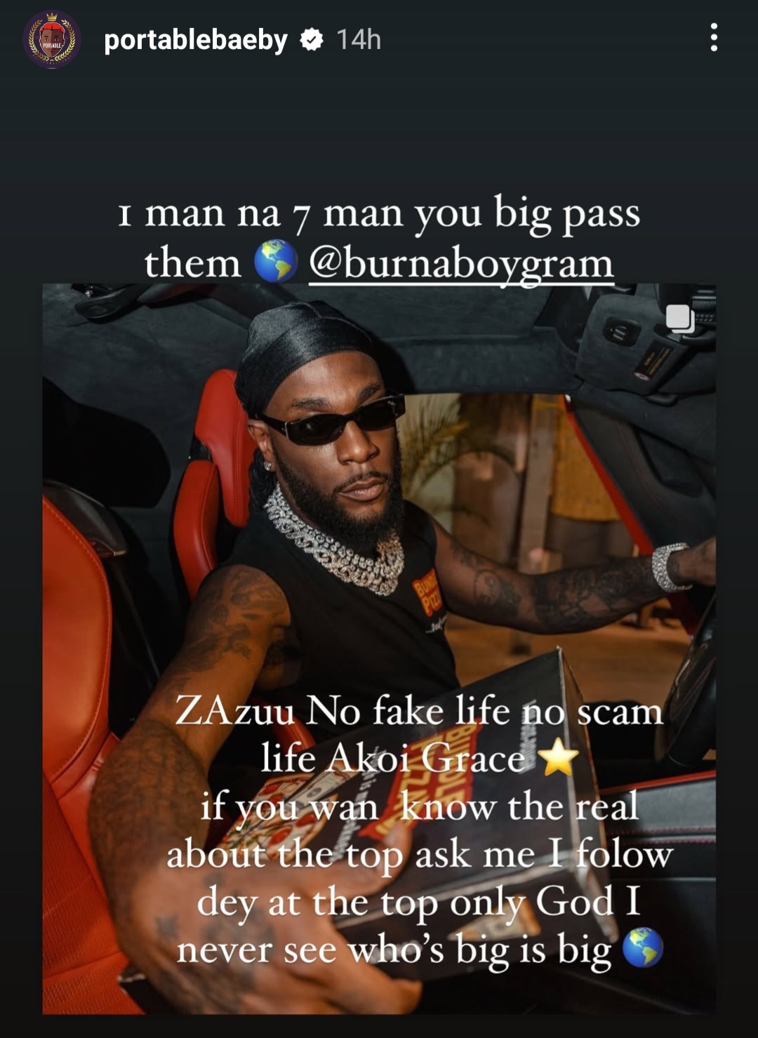 Portable Praises Burna Boy Amid Ongoing Feud With Davido And Cubana Chief Priest