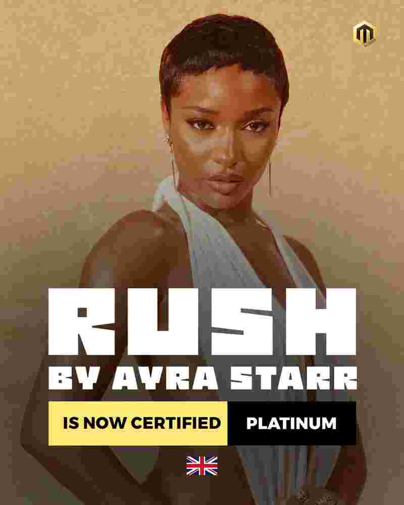 Ayra Starr’s ‘Rush’ Achieves Platinum Certification In The UK