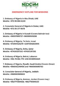 FG Issues Emergency Numbers for Nigerians in Middle East as Iran-Israel Conflict Intensifies 