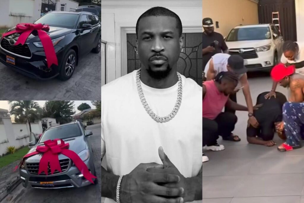 Singer Peter Okoye, popularly known as Mr P, surprised his manager Emem and close associate Donflex with brand-new Mercedes-Benz cars